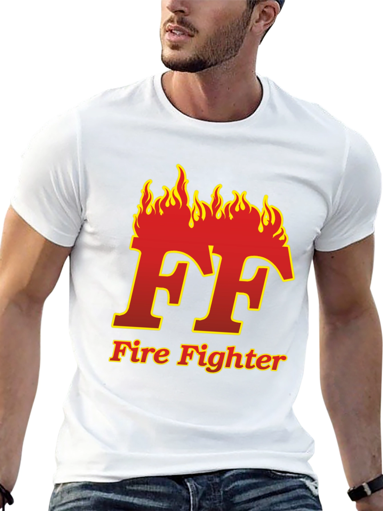 Firefighter Flame Logo Black T-Shirt