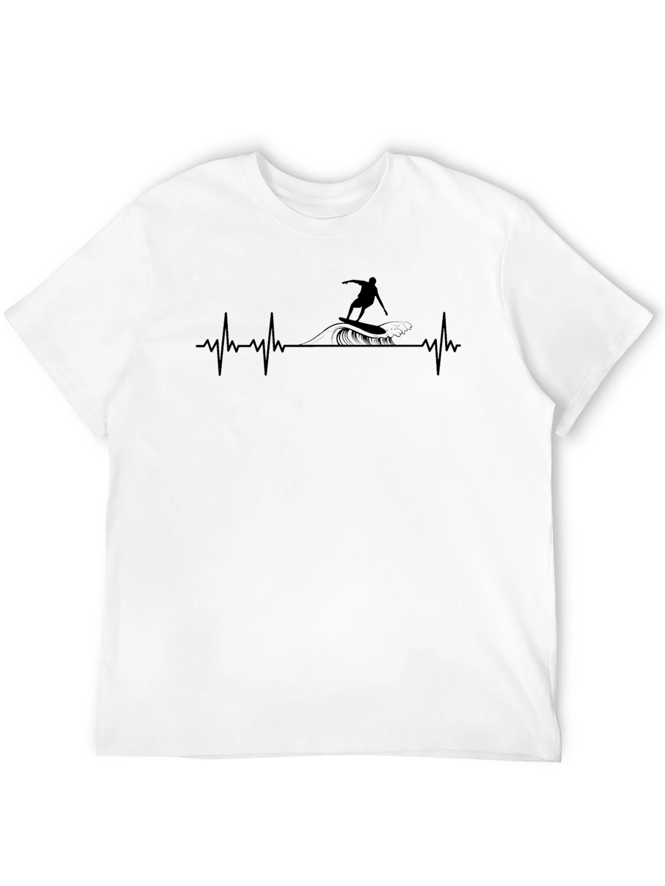 Surfing Heartbeat Graphic Tee - Black