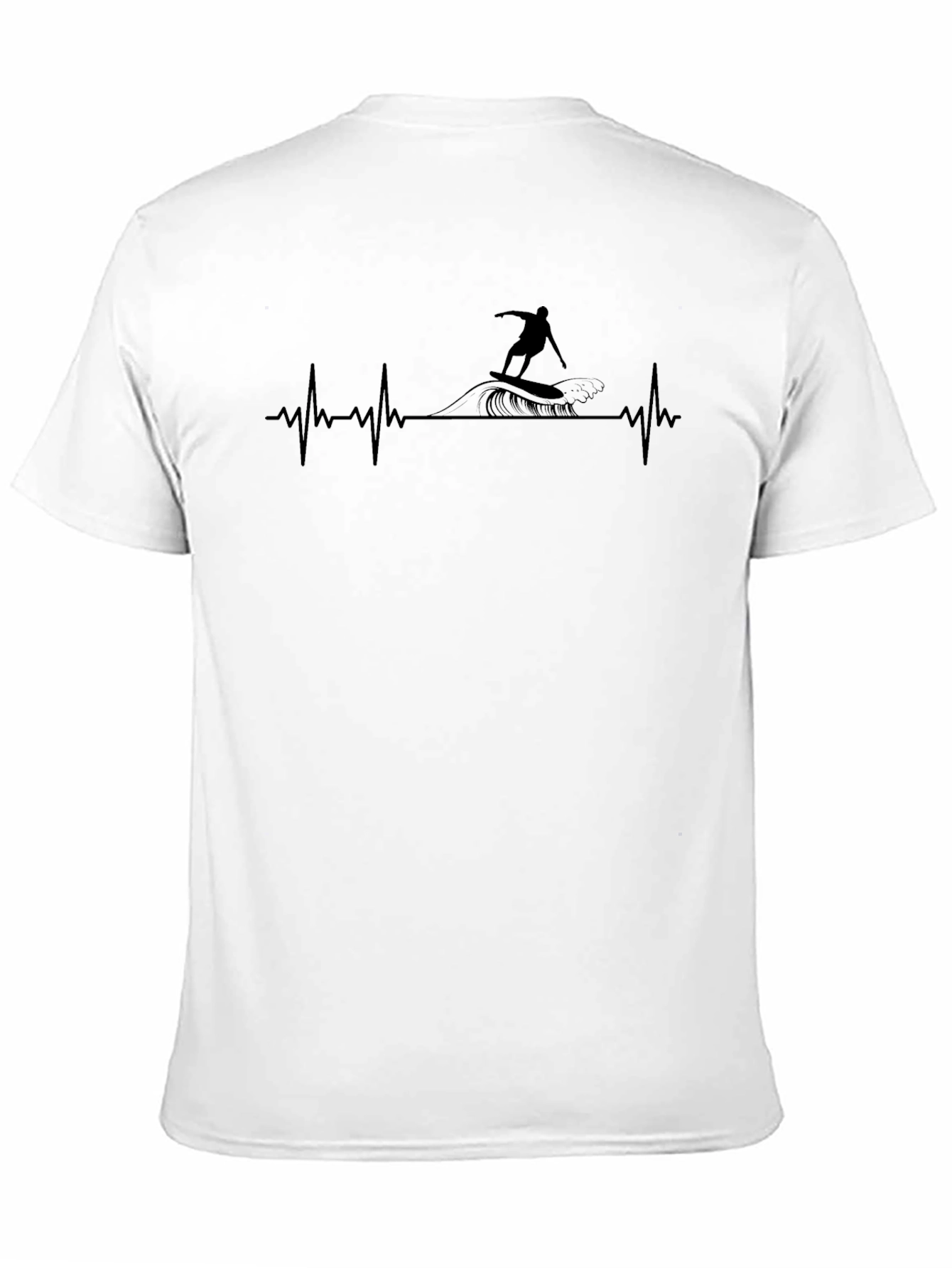 Surfing Heartbeat Graphic Tee - Black