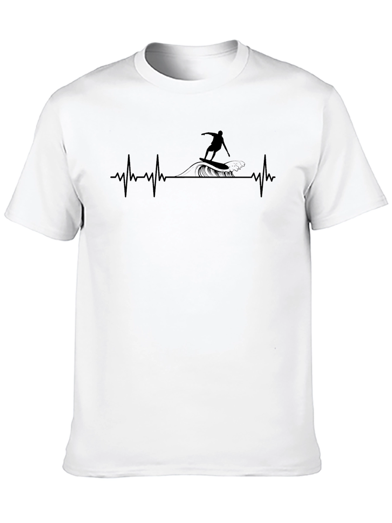 Surfing Heartbeat Graphic Tee - Black