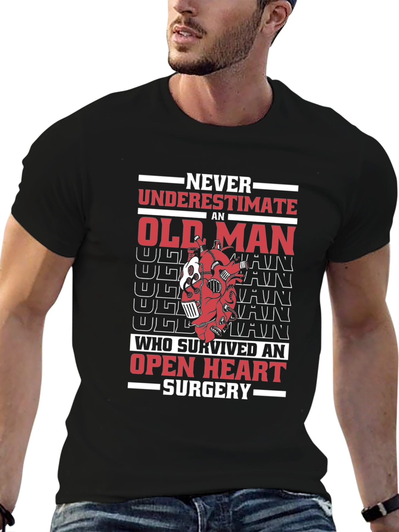 Never Underestimate Old Man Open Heart Surgery T-Shirt