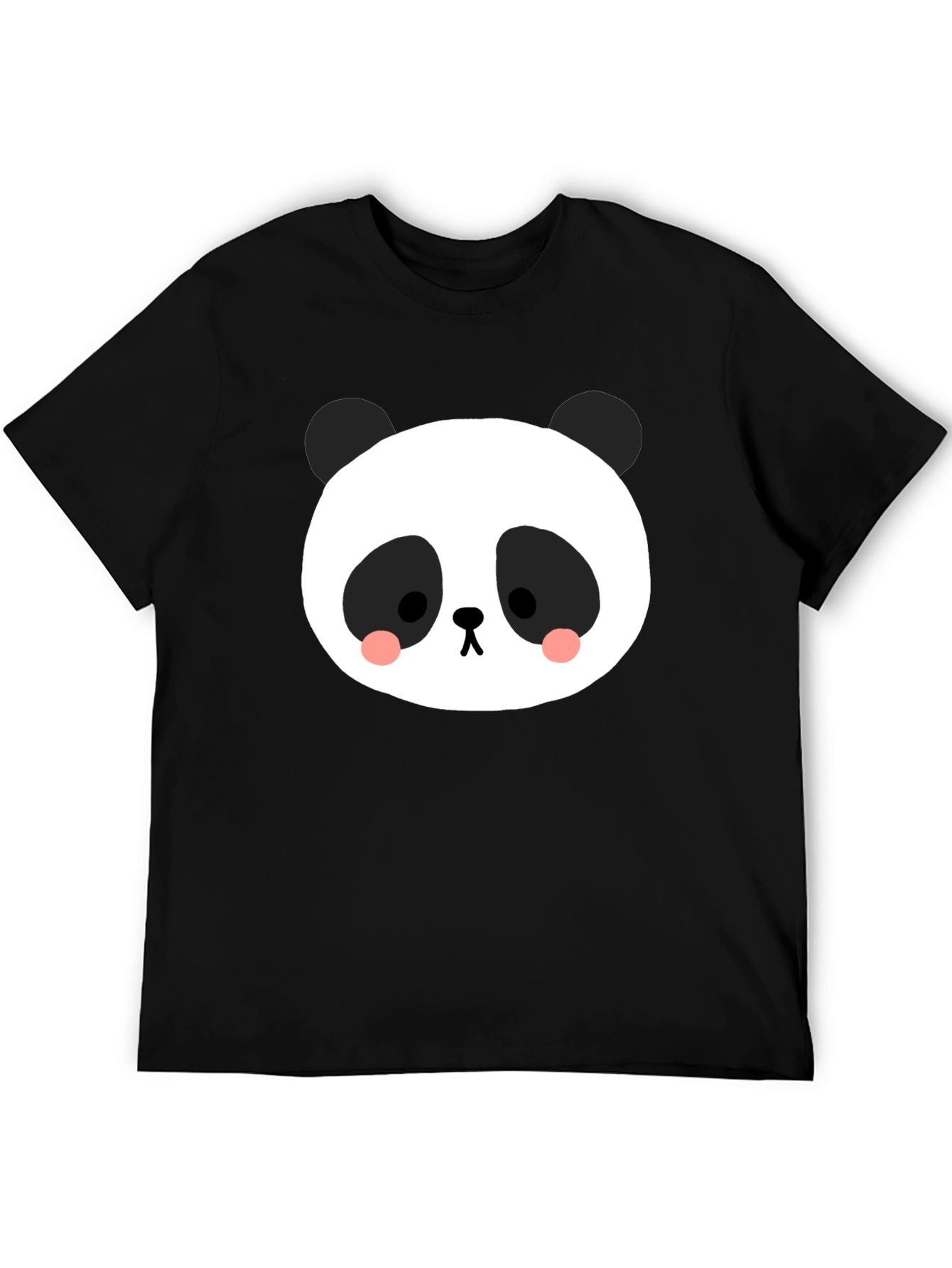 Cute Panda Graphic Tee - Black Cotton Blend