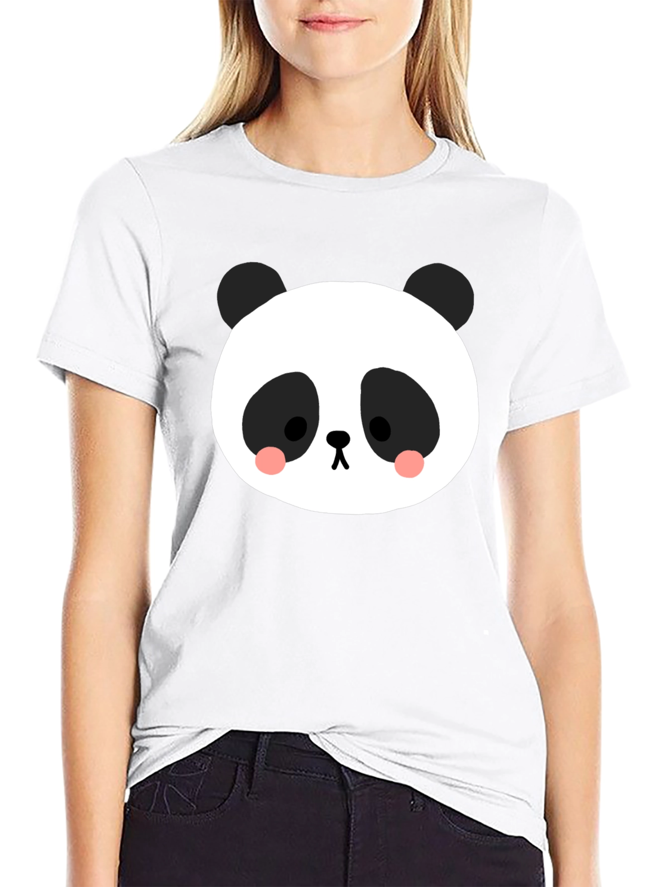 Cute Panda Graphic Tee - Black Cotton Blend
