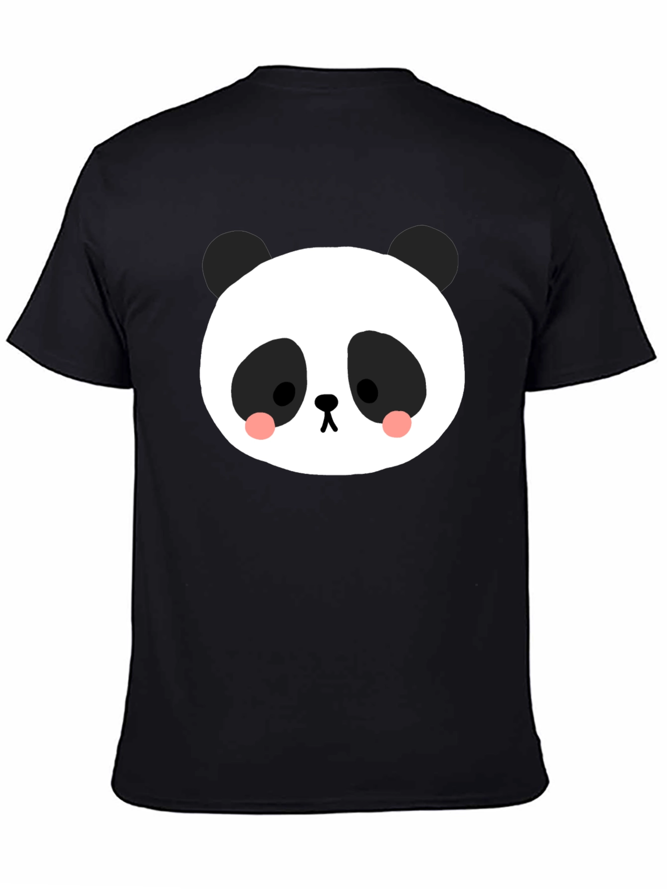 Cute Panda Graphic Tee - Black Cotton Blend