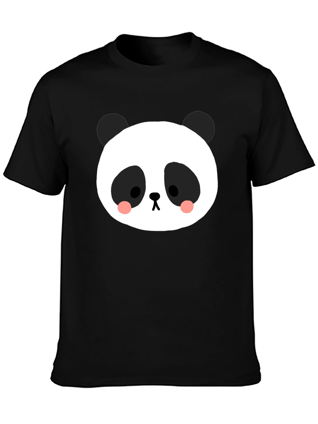 Cute Panda Graphic Tee - Black Cotton Blend