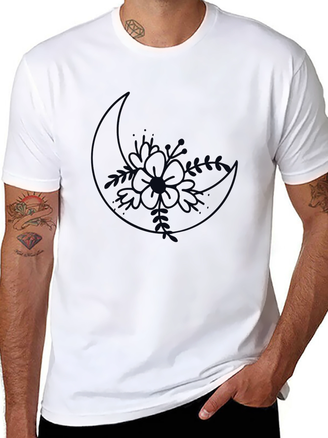 Floral Moon Graphic Tee - Stylish Comfort