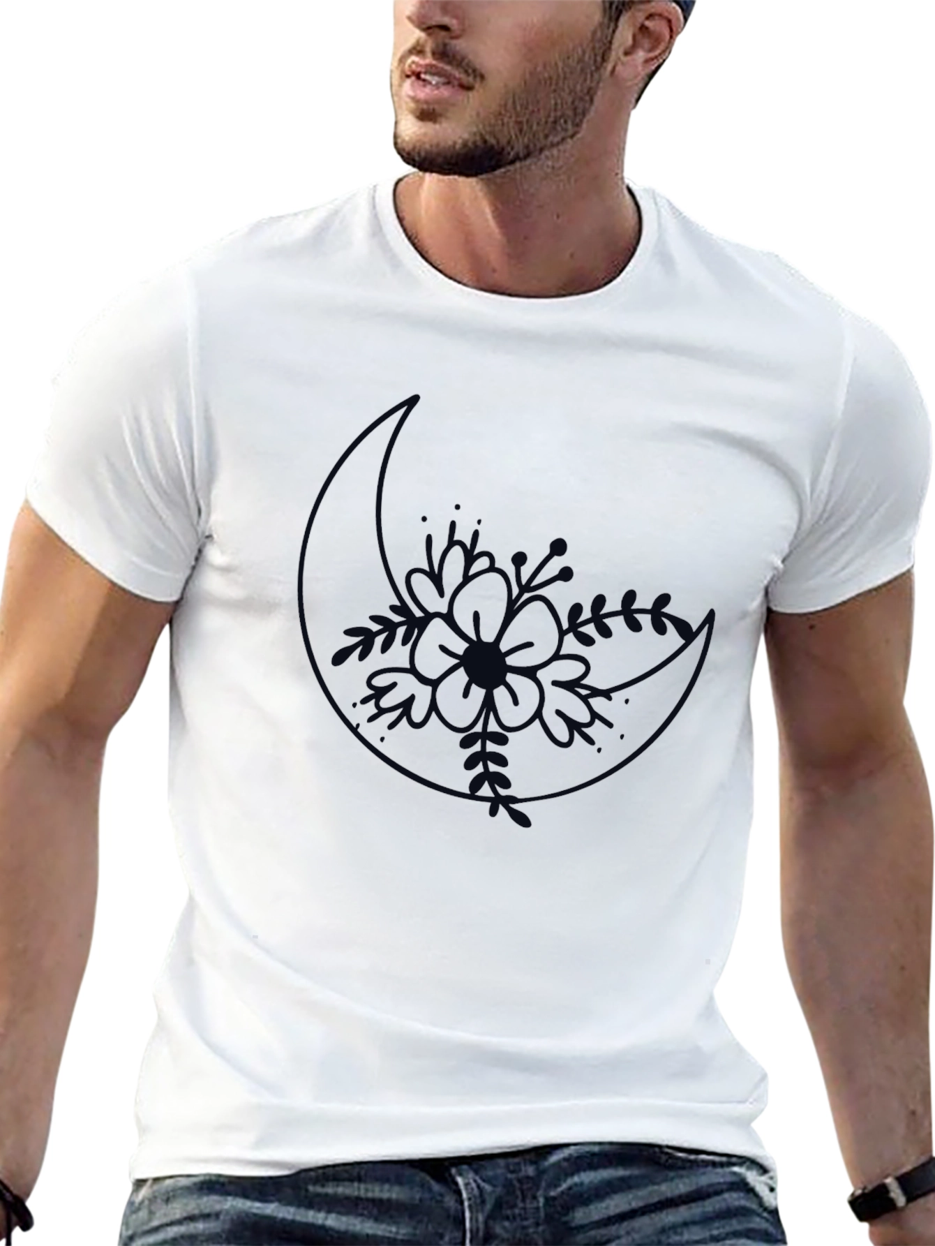 Floral Moon Graphic Tee - Stylish Comfort