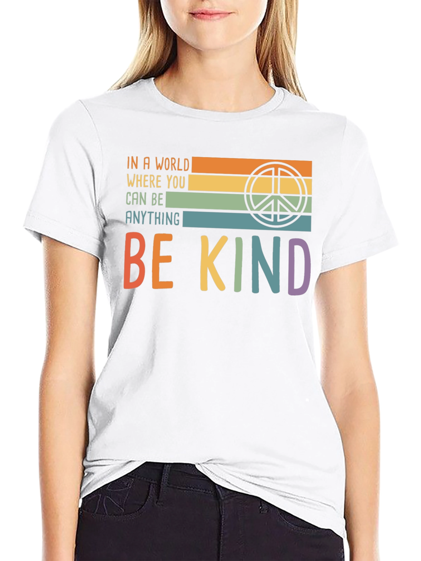 Be Kind T-Shirt with Retro Peace Symbol
