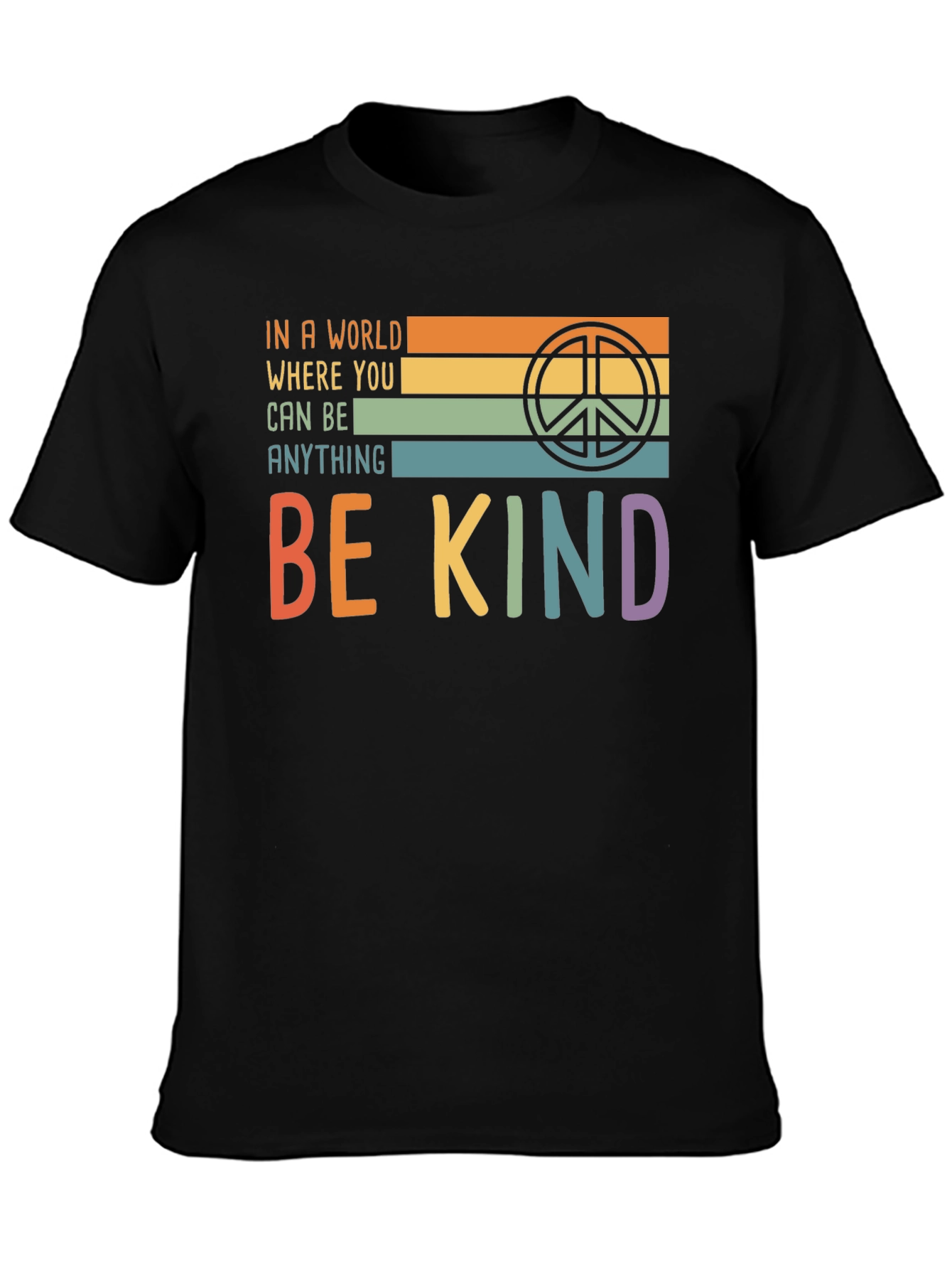 Be Kind T-Shirt with Retro Peace Symbol