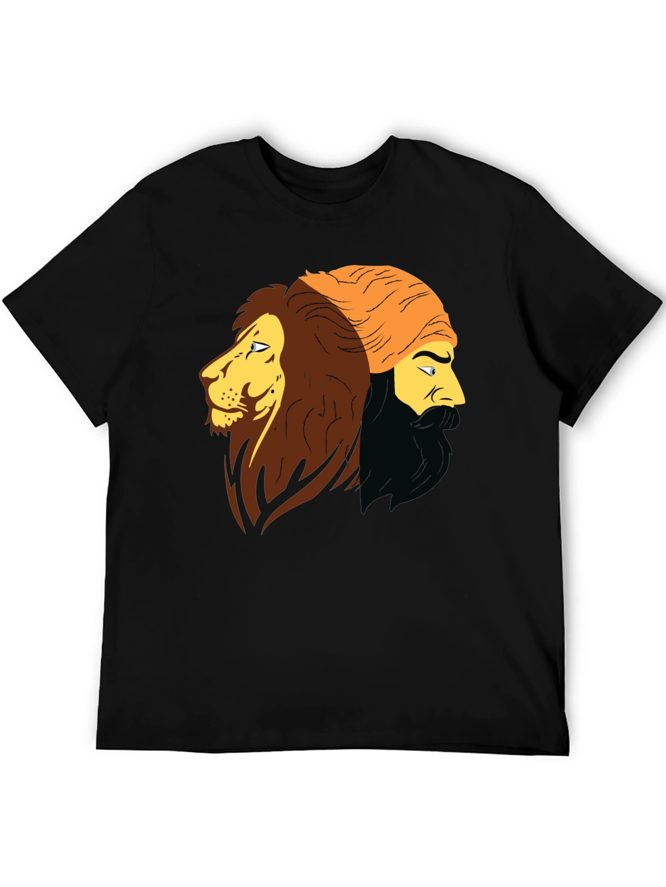 Lion & Man Graphic Black T-Shirt