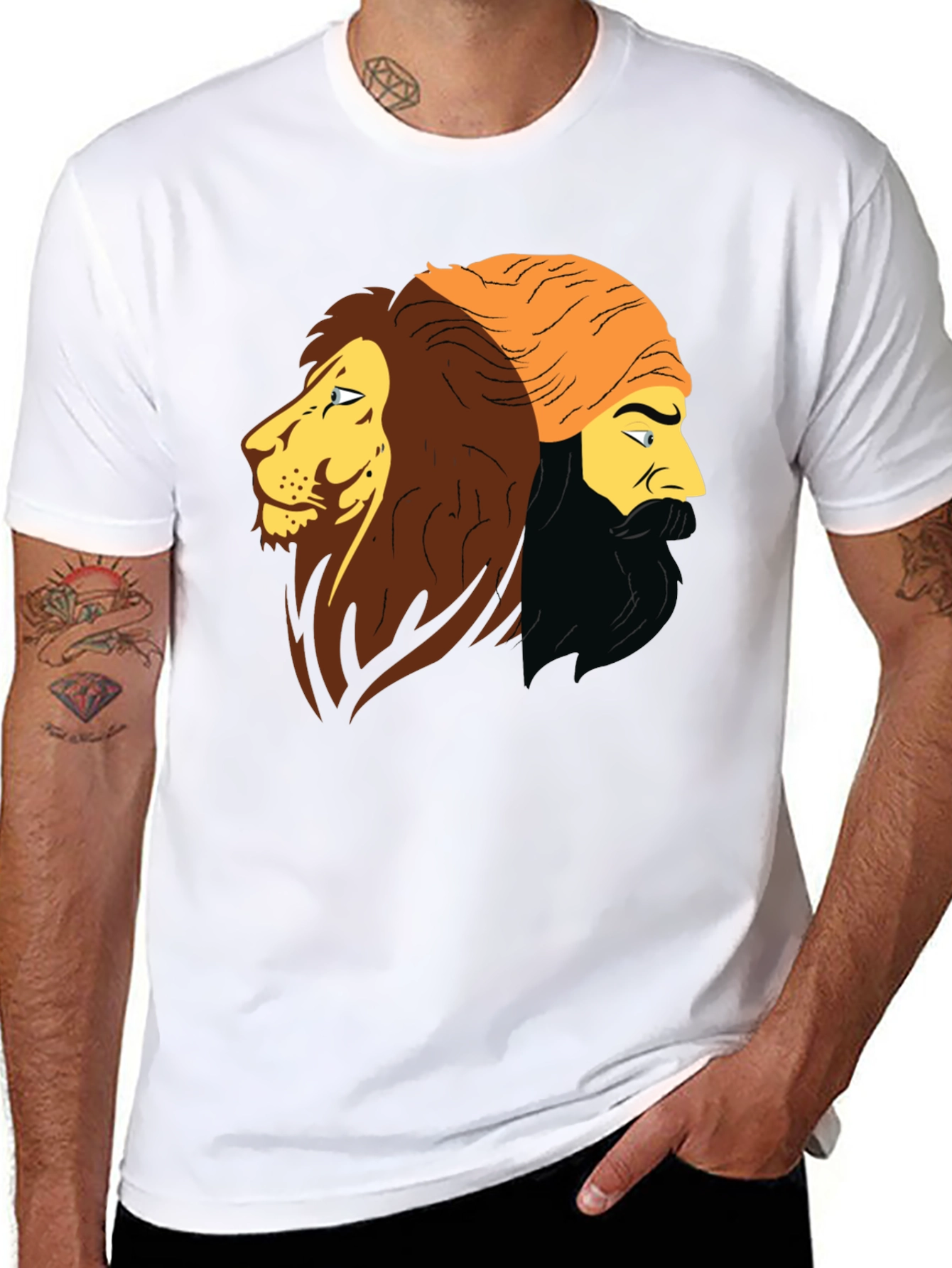 Lion & Man Graphic Black T-Shirt