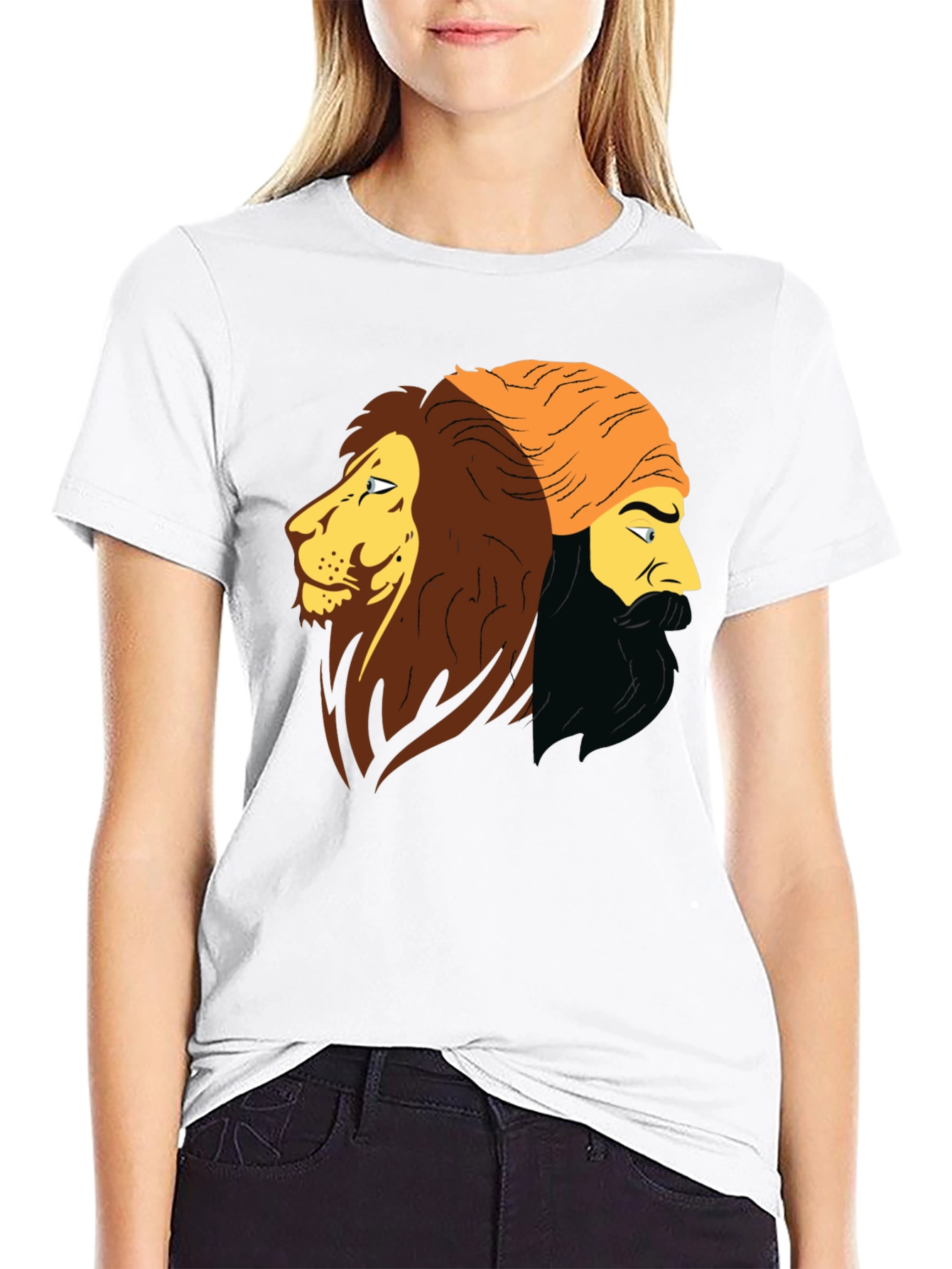 Lion & Man Graphic Black T-Shirt