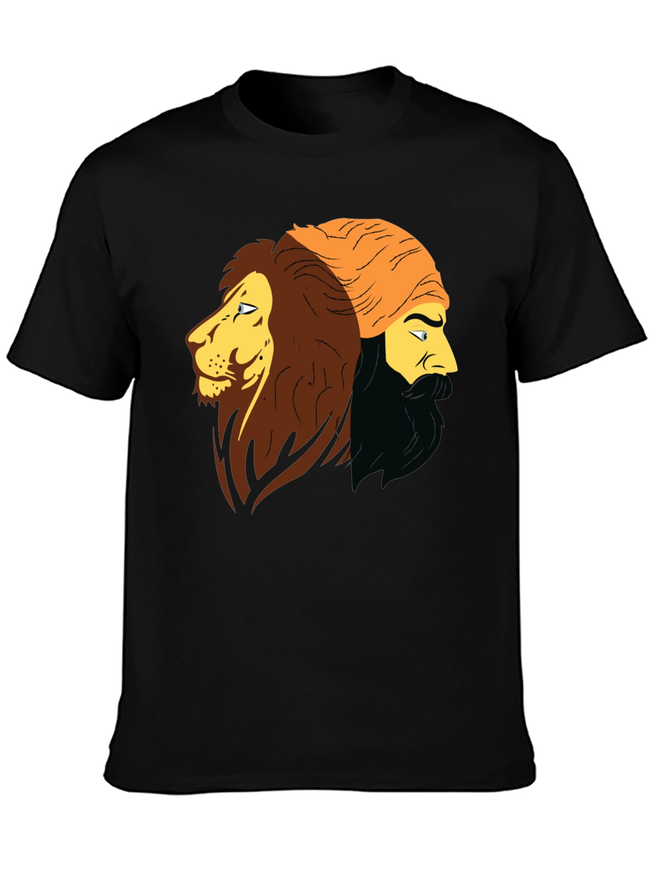 Lion & Man Graphic Black T-Shirt