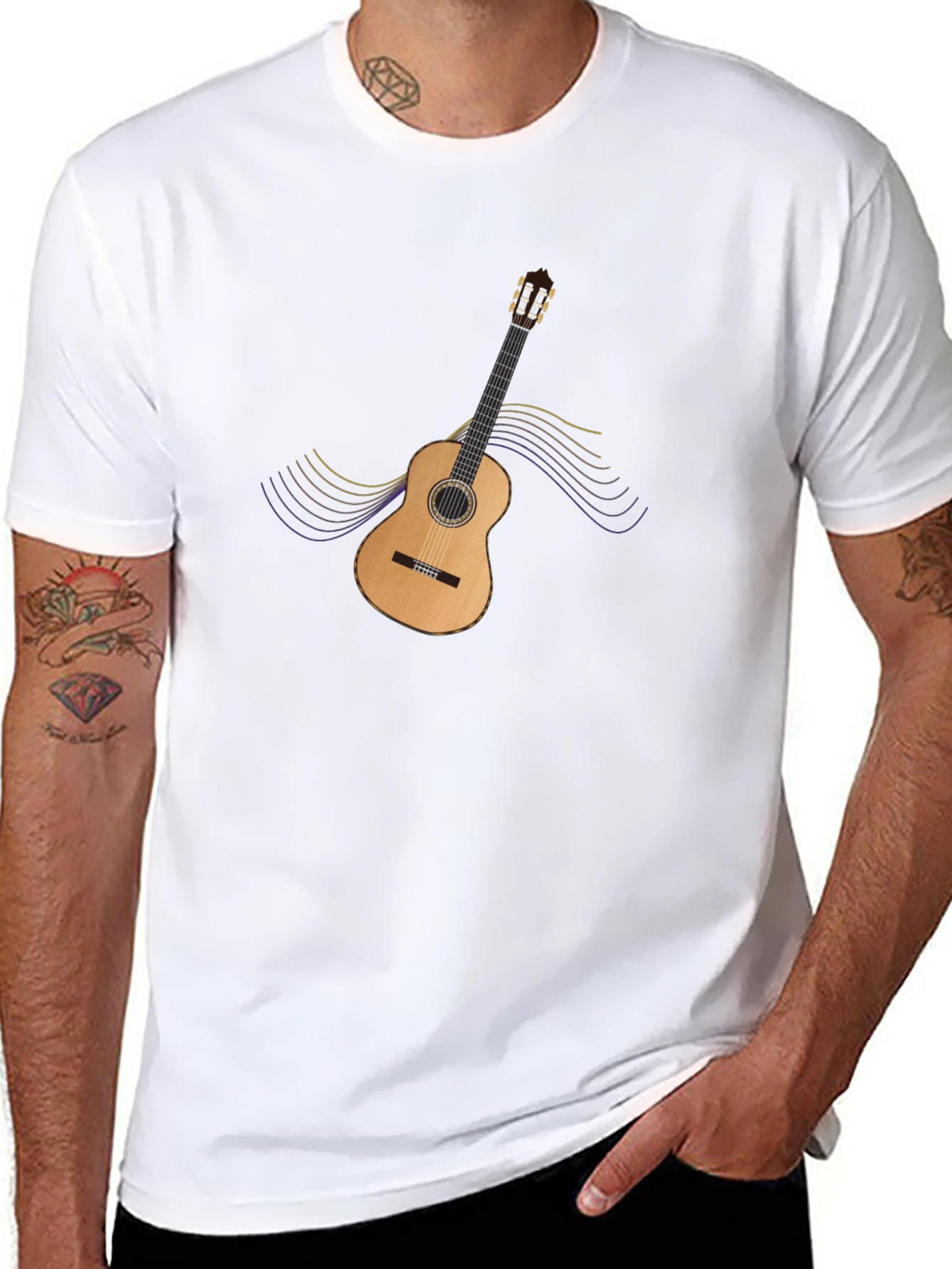 Guitar Graphic Black T-Shirt - Music Lovers Tee