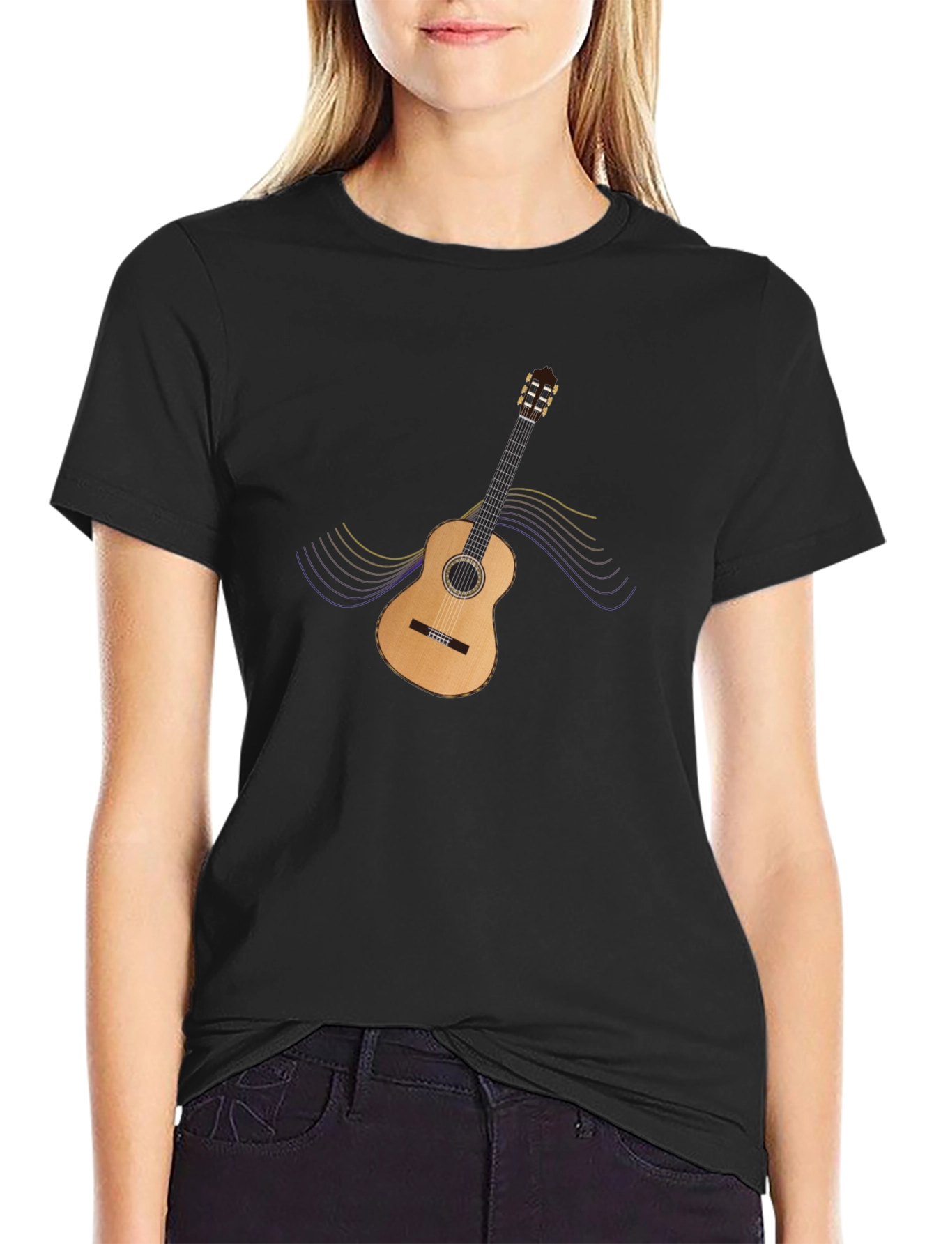 Guitar Graphic Black T-Shirt - Music Lovers Tee