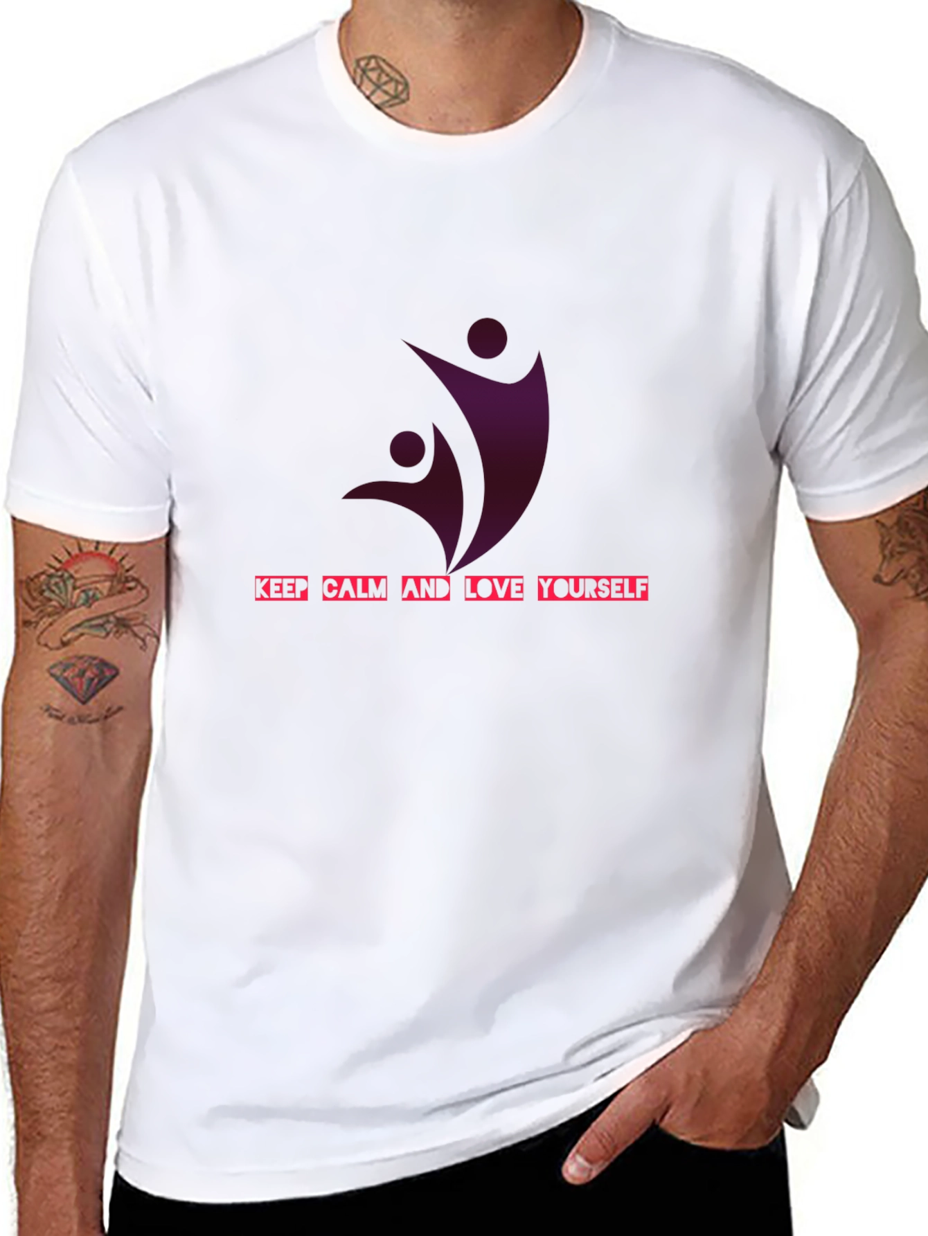 Keep Calm Love Yourself Graphic Tee - Black