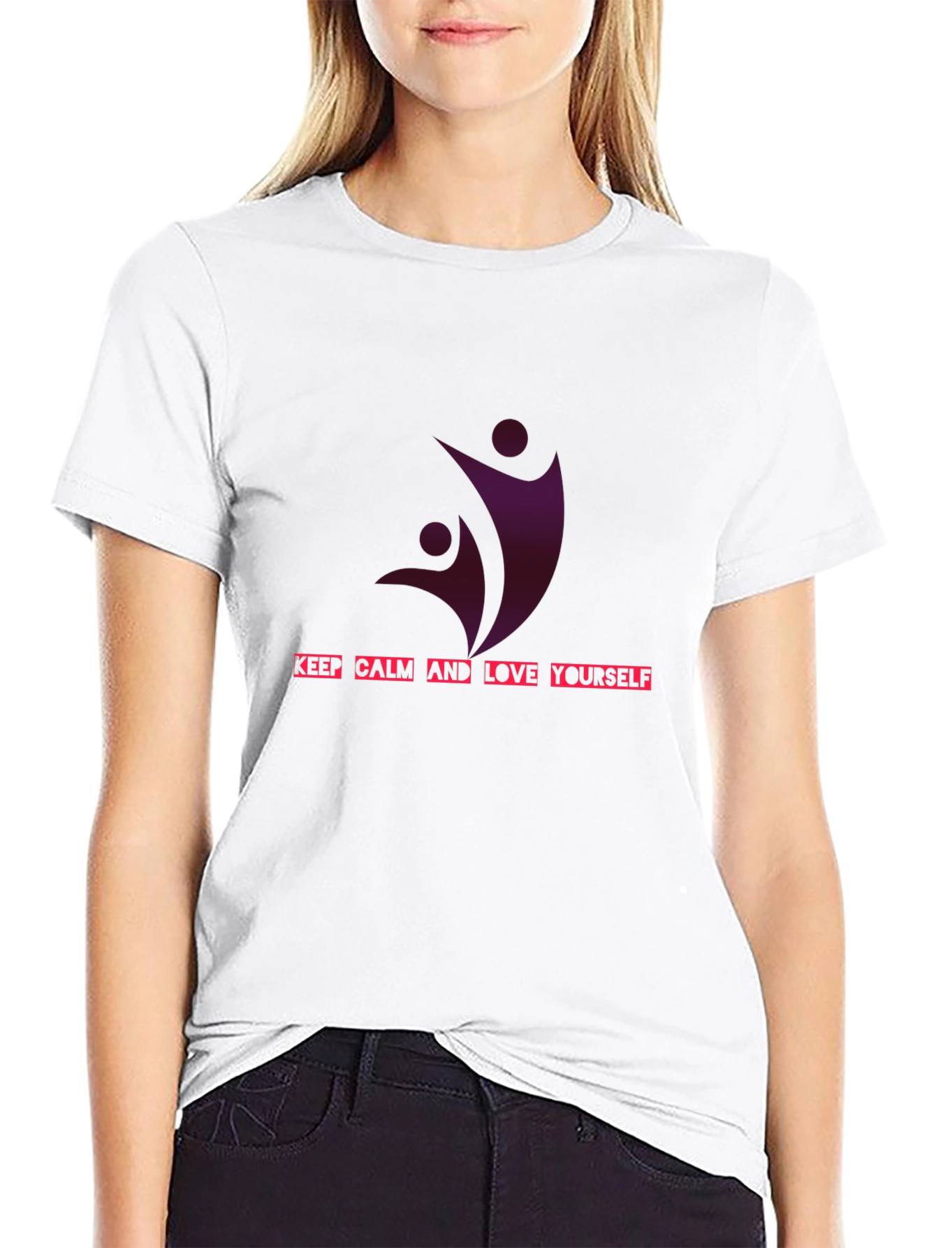 Keep Calm Love Yourself Graphic Tee - Black