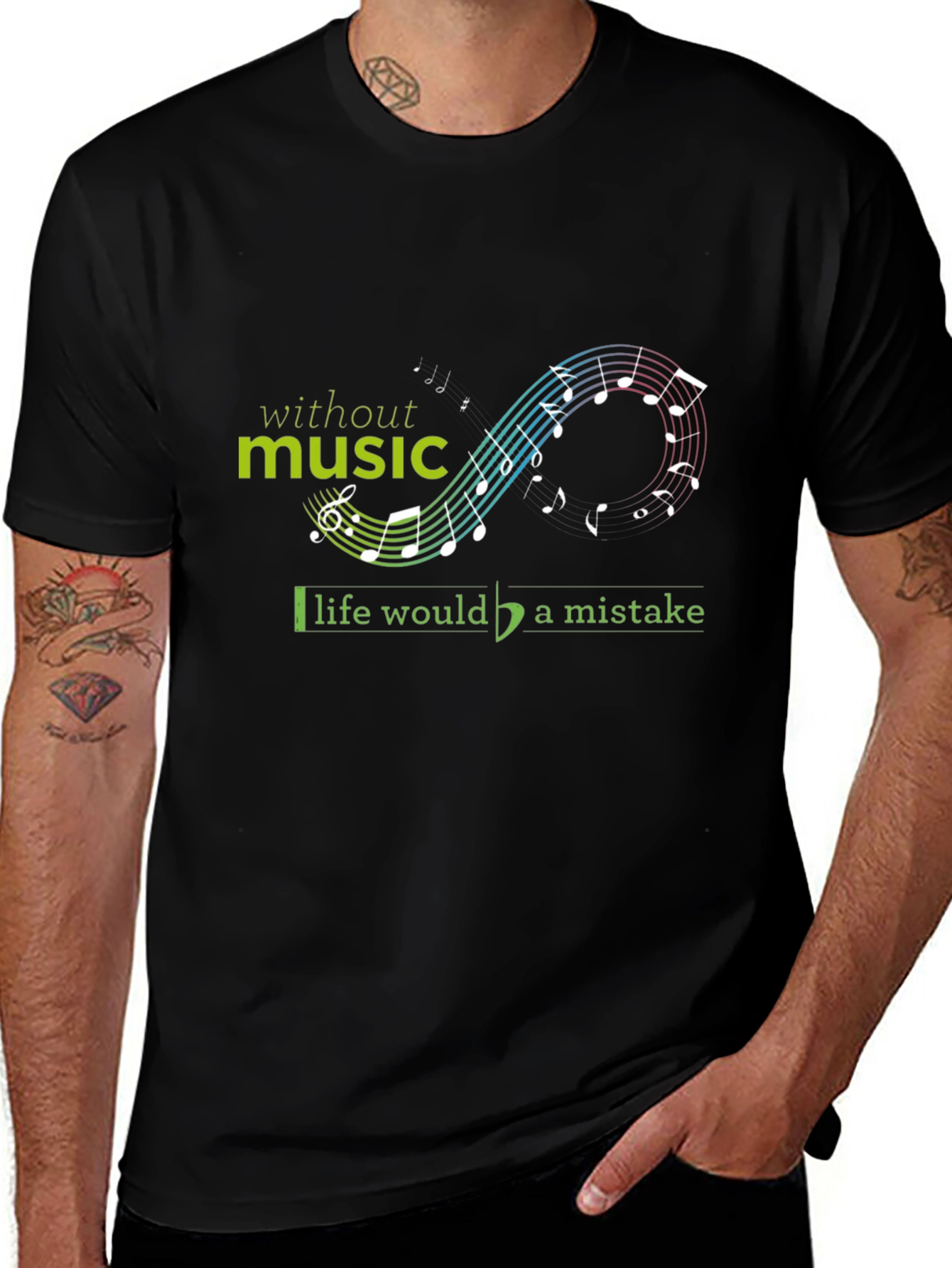 Music is Life Black Graphic Tee