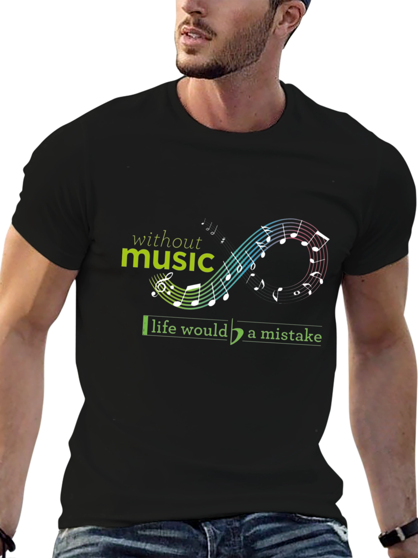 Music is Life Black Graphic Tee