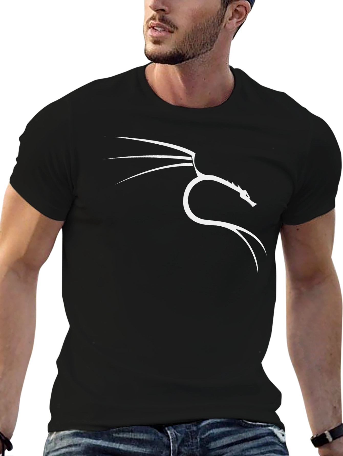 Black T-Shirt with Kali Linux Dragon Logo