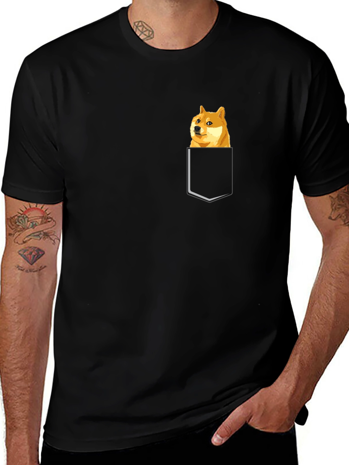 Doge Pocket T-Shirt - Meme Style