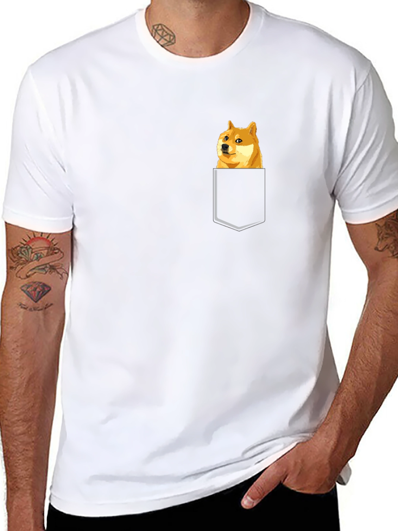 Doge Pocket T-Shirt - Meme Style