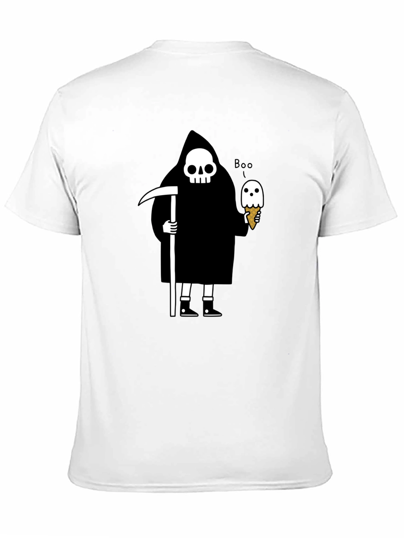 Grim Reaper Boo Ice Cream Graphic T-Shirt