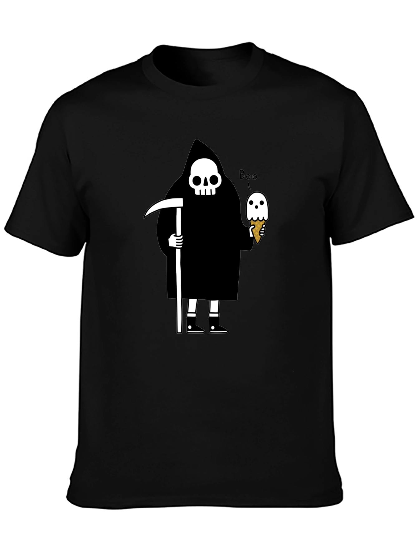 Grim Reaper Boo Ice Cream Graphic T-Shirt