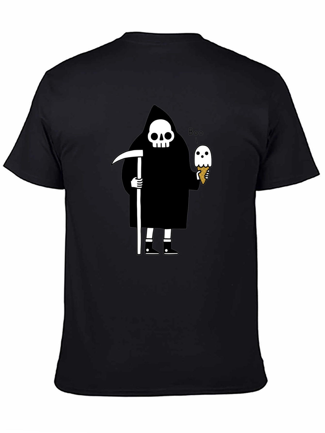 Grim Reaper Boo Ice Cream Graphic T-Shirt