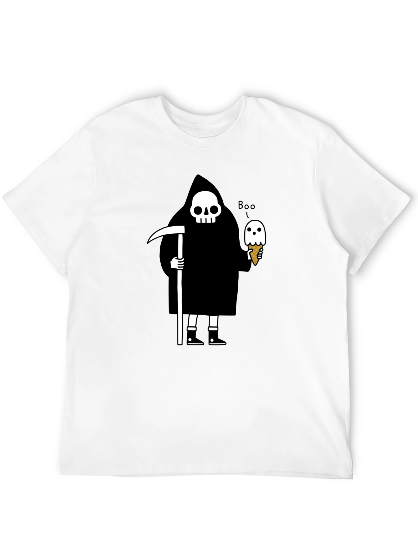 Grim Reaper Boo Ice Cream Graphic T-Shirt
