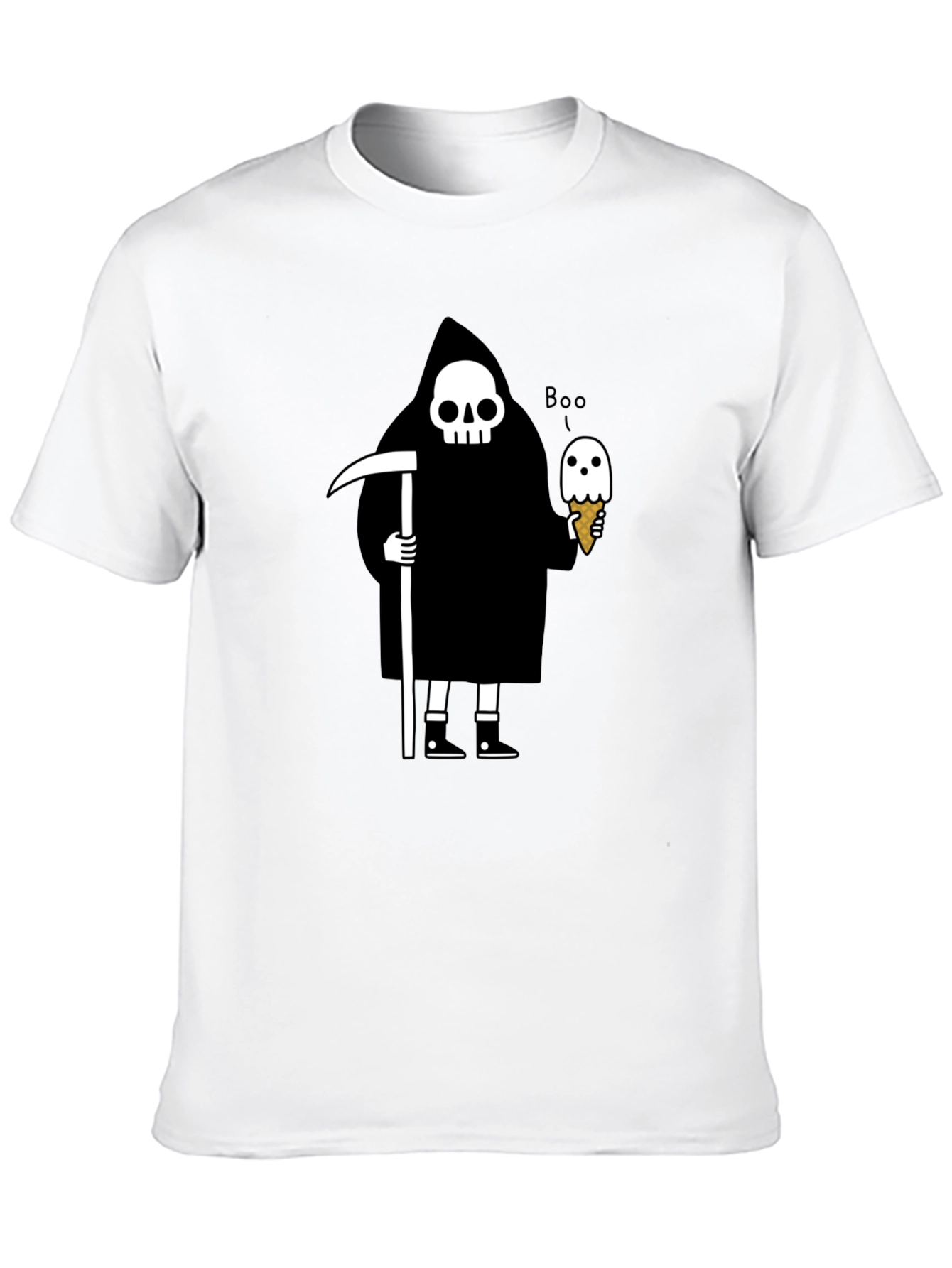 Grim Reaper Boo Ice Cream Graphic T-Shirt