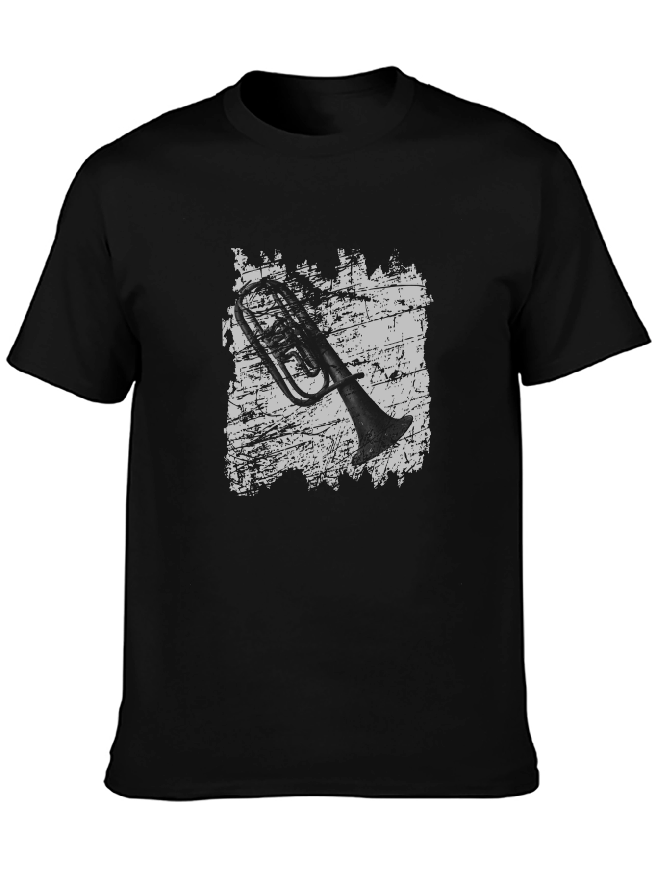 Grunge Trombone Graphic Tee - Black