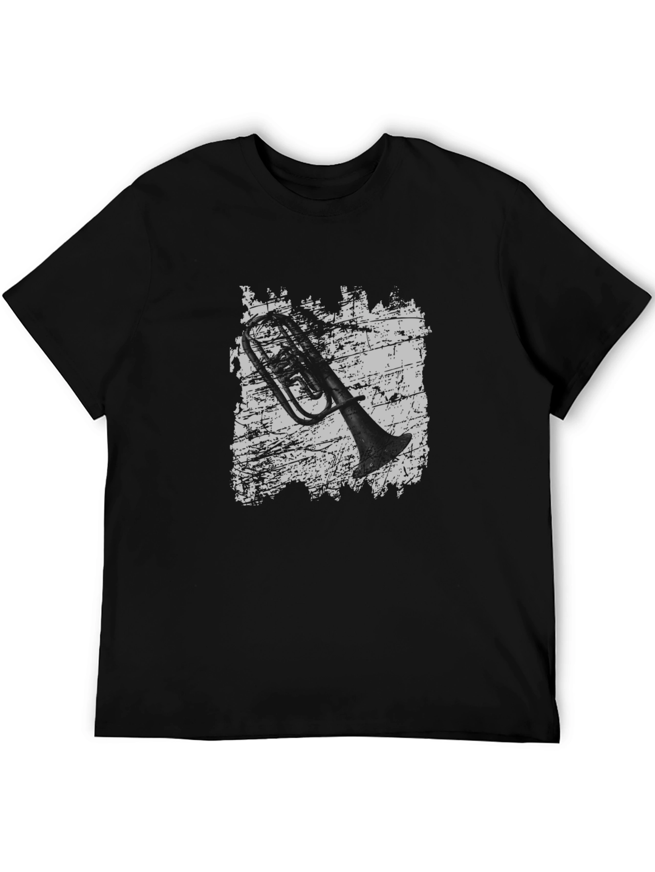 Grunge Trombone Graphic Tee - Black