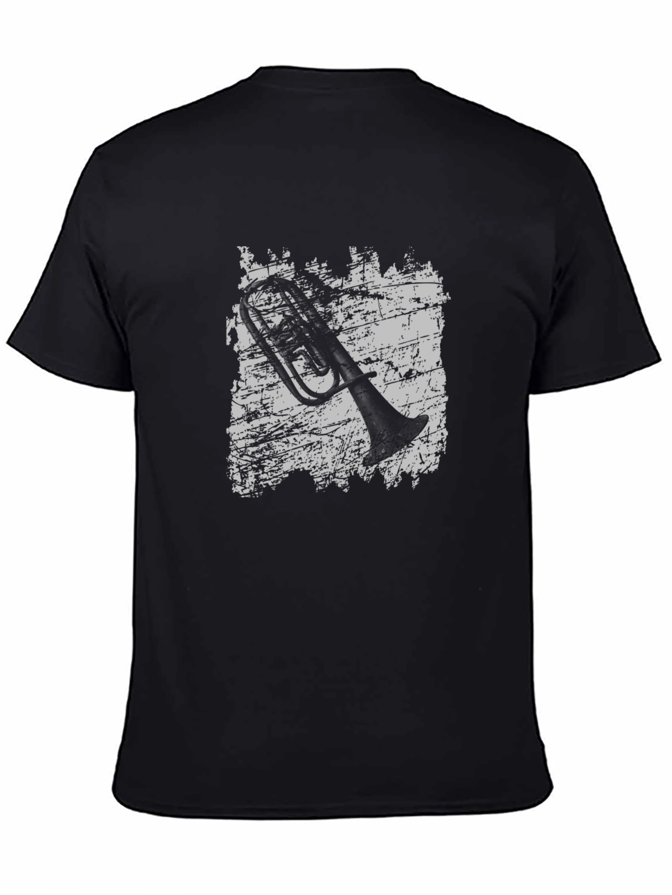 Grunge Trombone Graphic Tee - Black