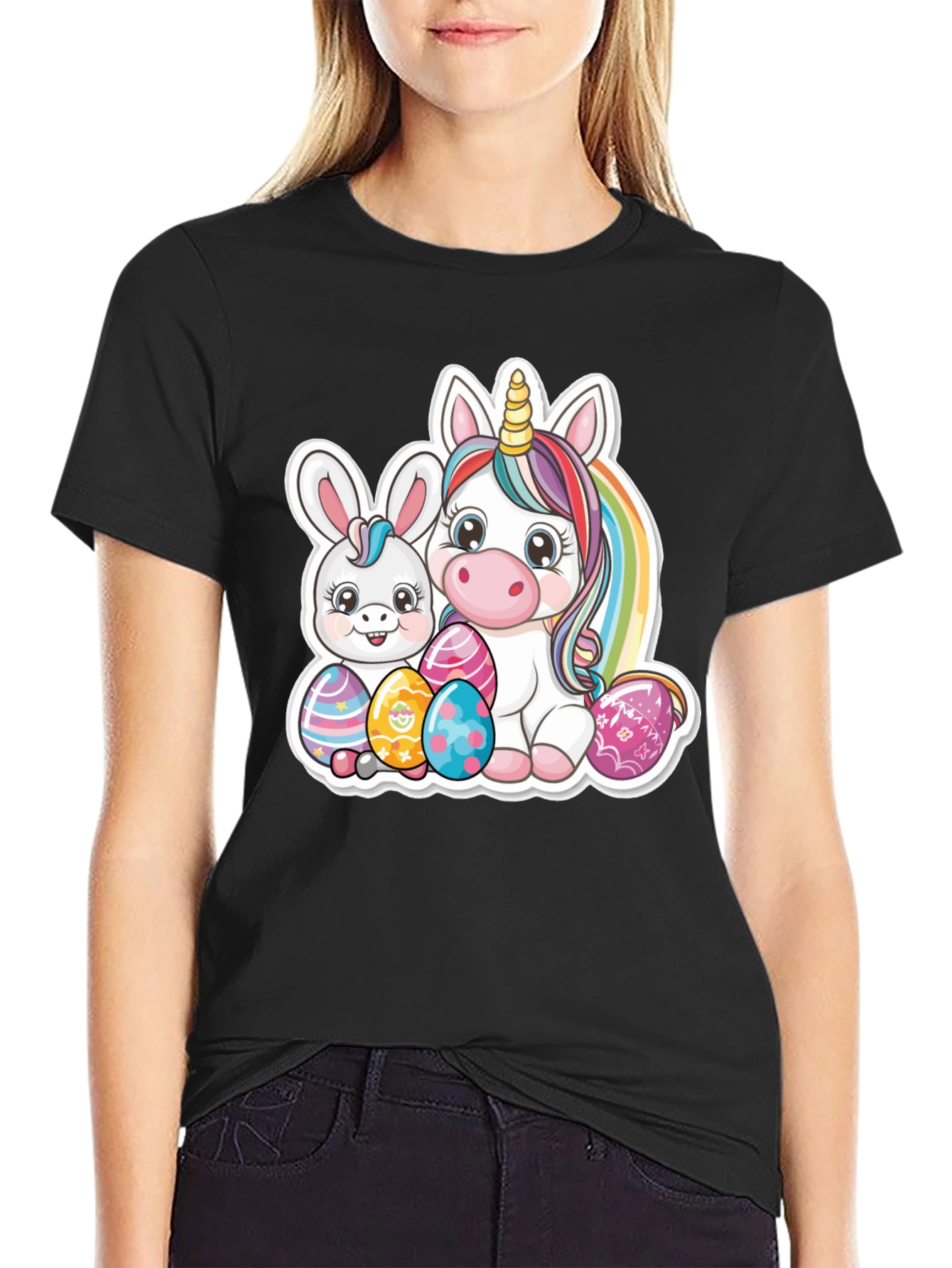 Easter Bunny and Unicorn Graphic T-Shirt