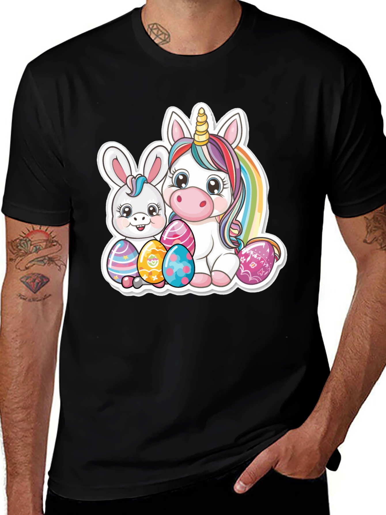 Easter Bunny and Unicorn Graphic T-Shirt