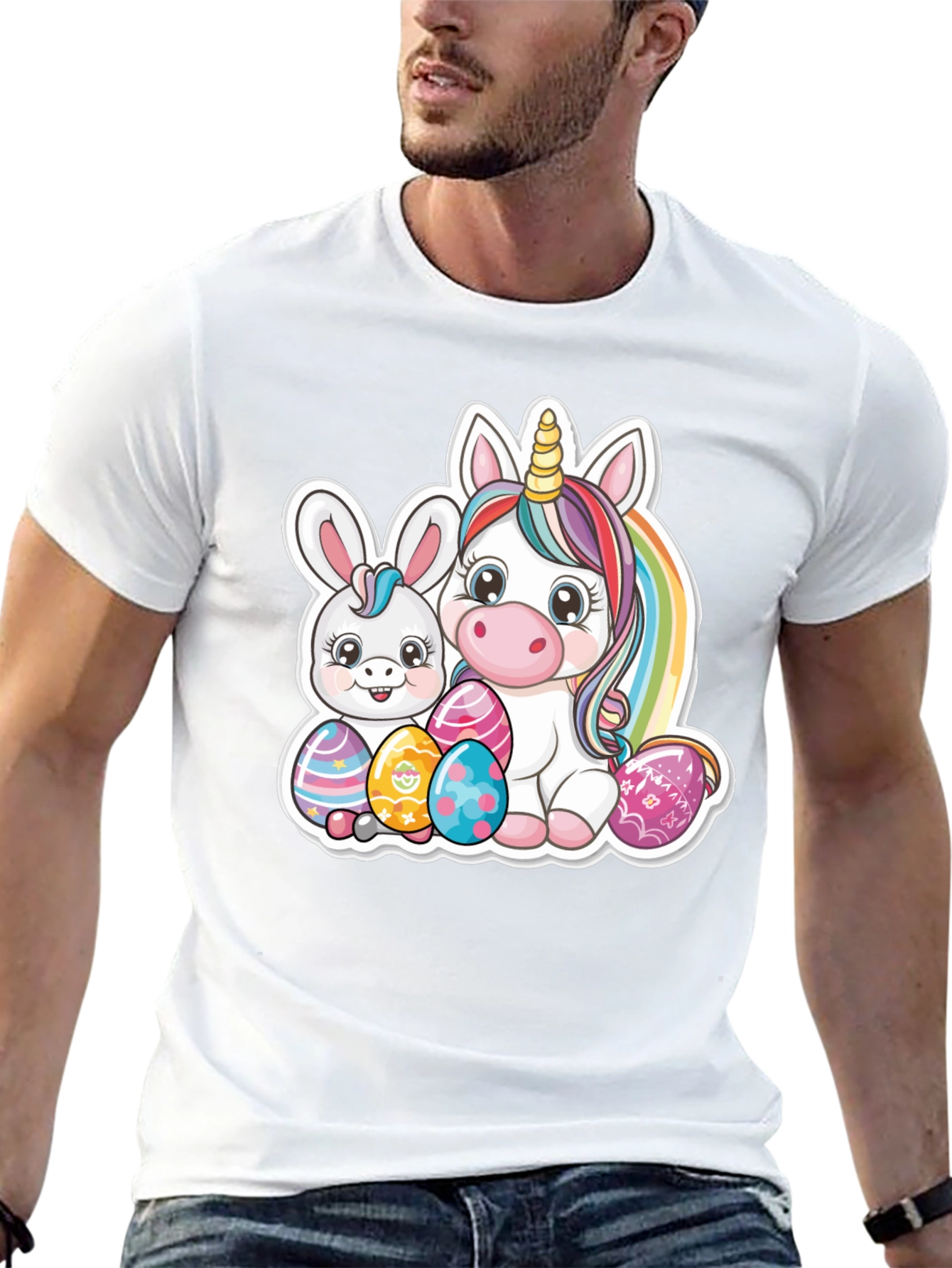 Easter Bunny and Unicorn Graphic T-Shirt