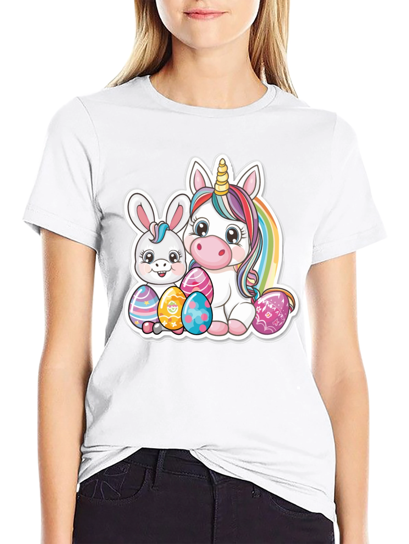 Easter Bunny and Unicorn Graphic T-Shirt