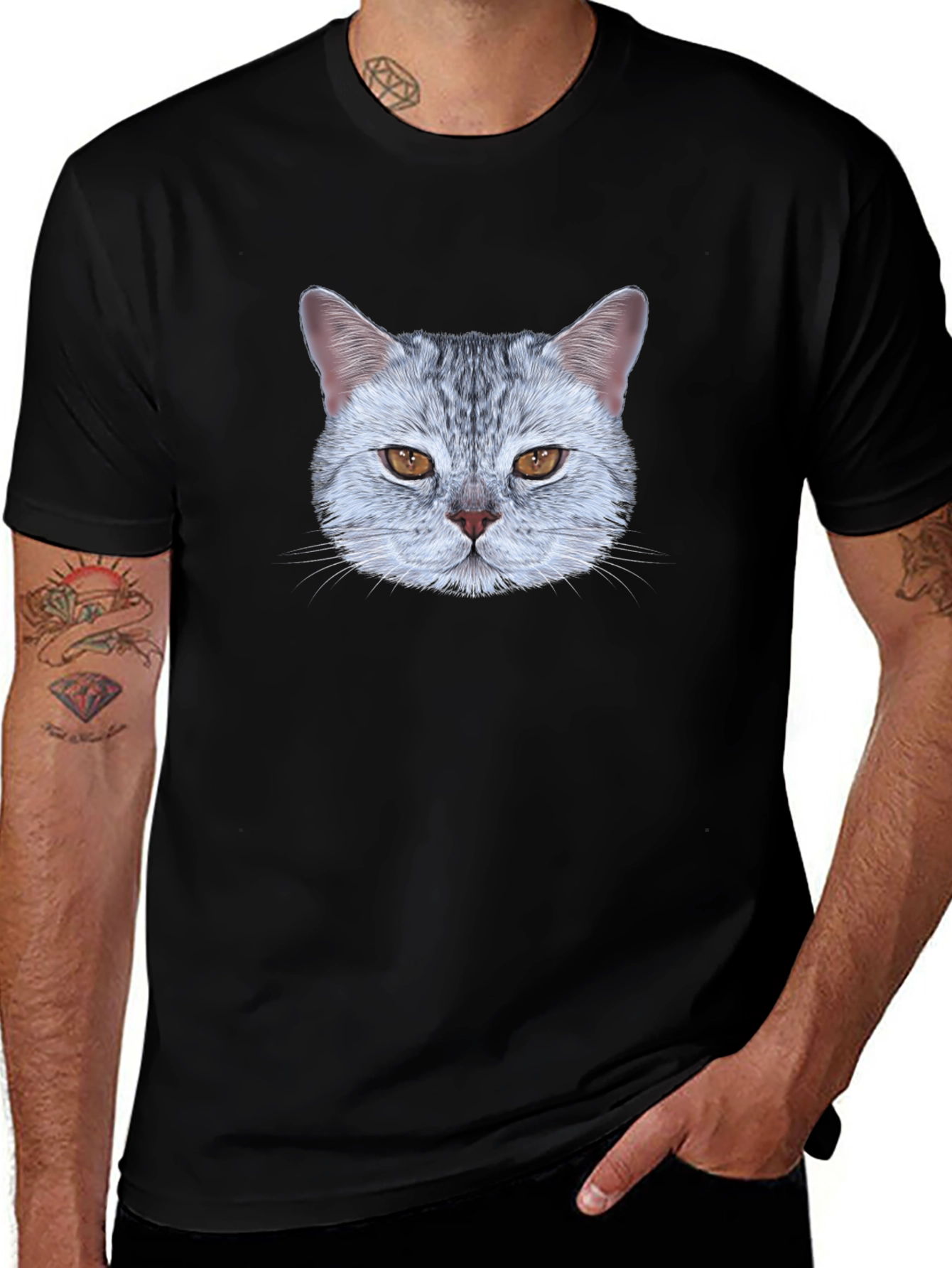 Cat Face Graphic Tee - Unique Design