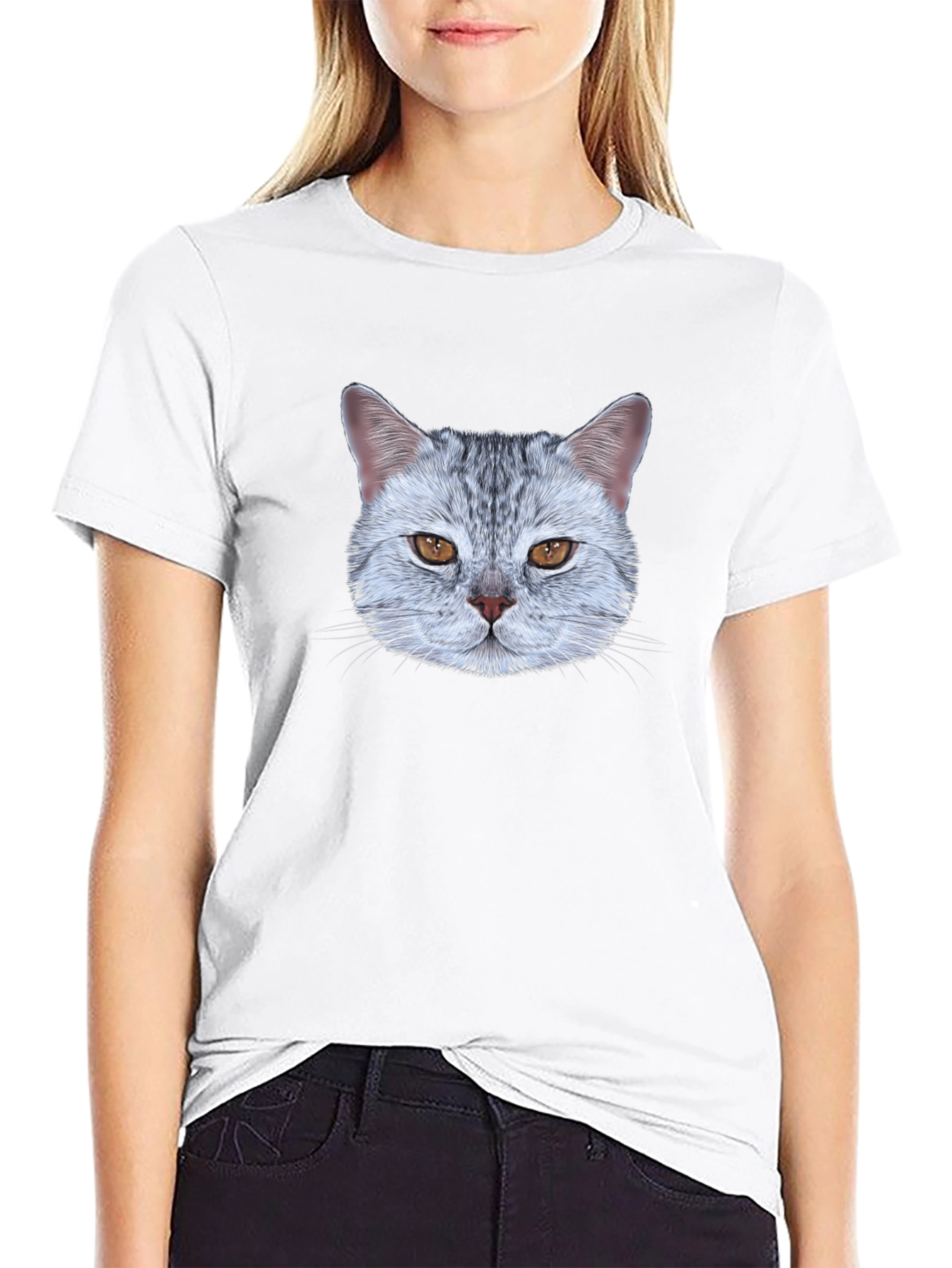 Cat Face Graphic Tee - Unique Design