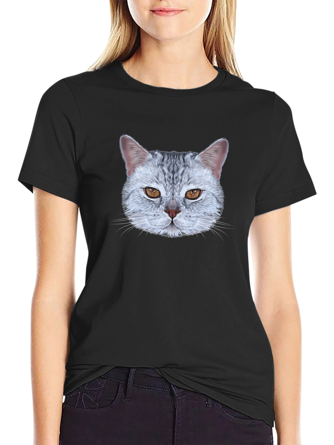 Cat Face Graphic Tee - Unique Design