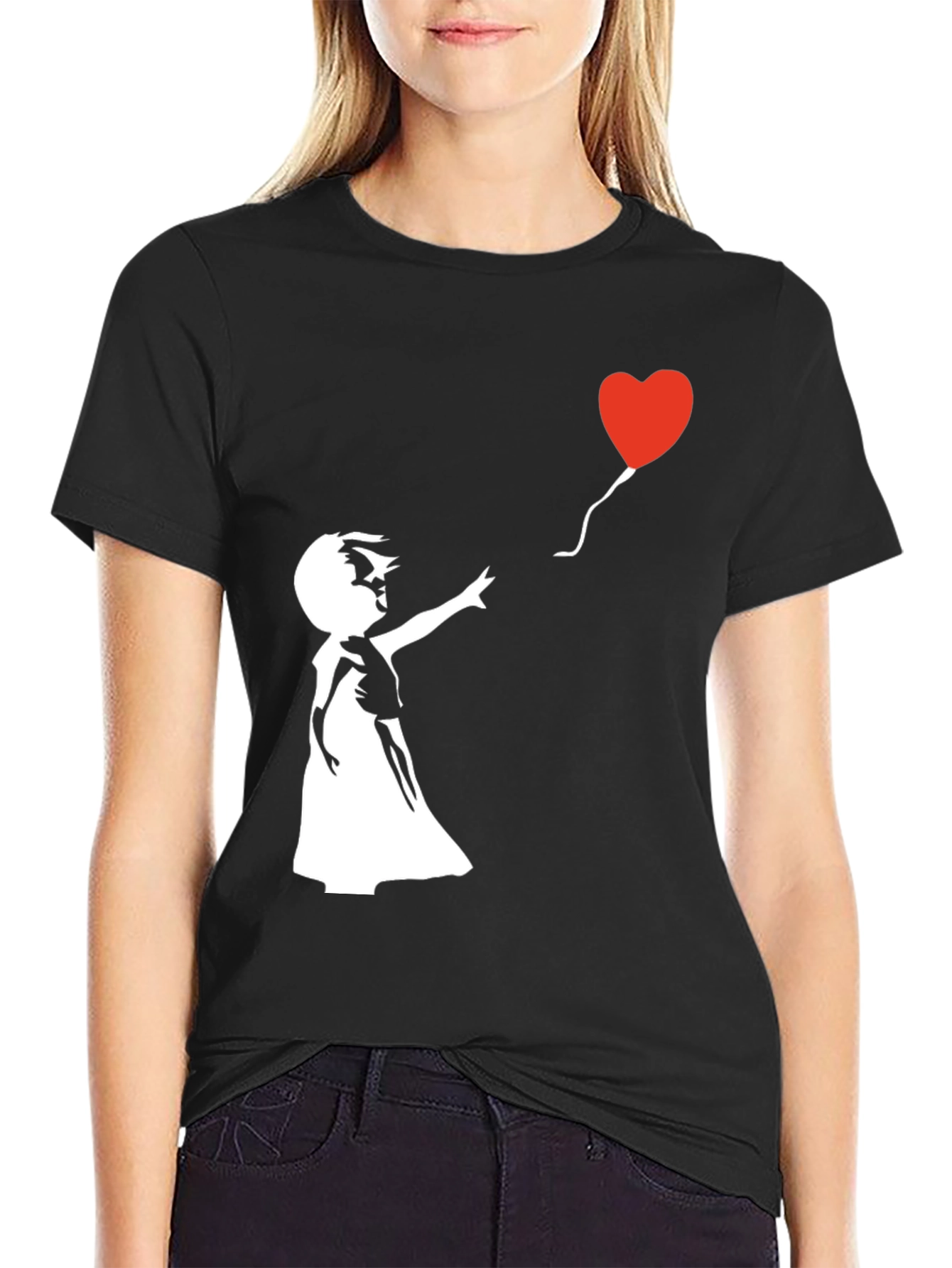 Banksy Girl with Balloon Graphic T-Shirt