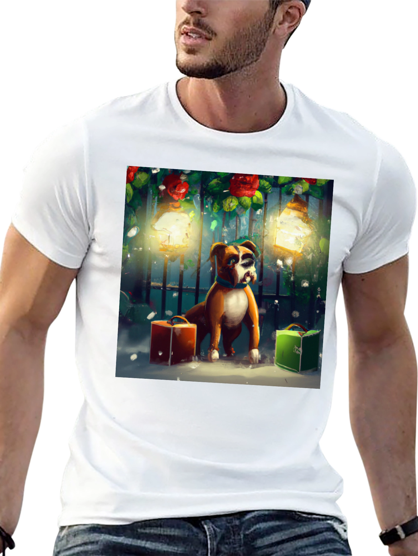 Festive Boxer Dog T-Shirt