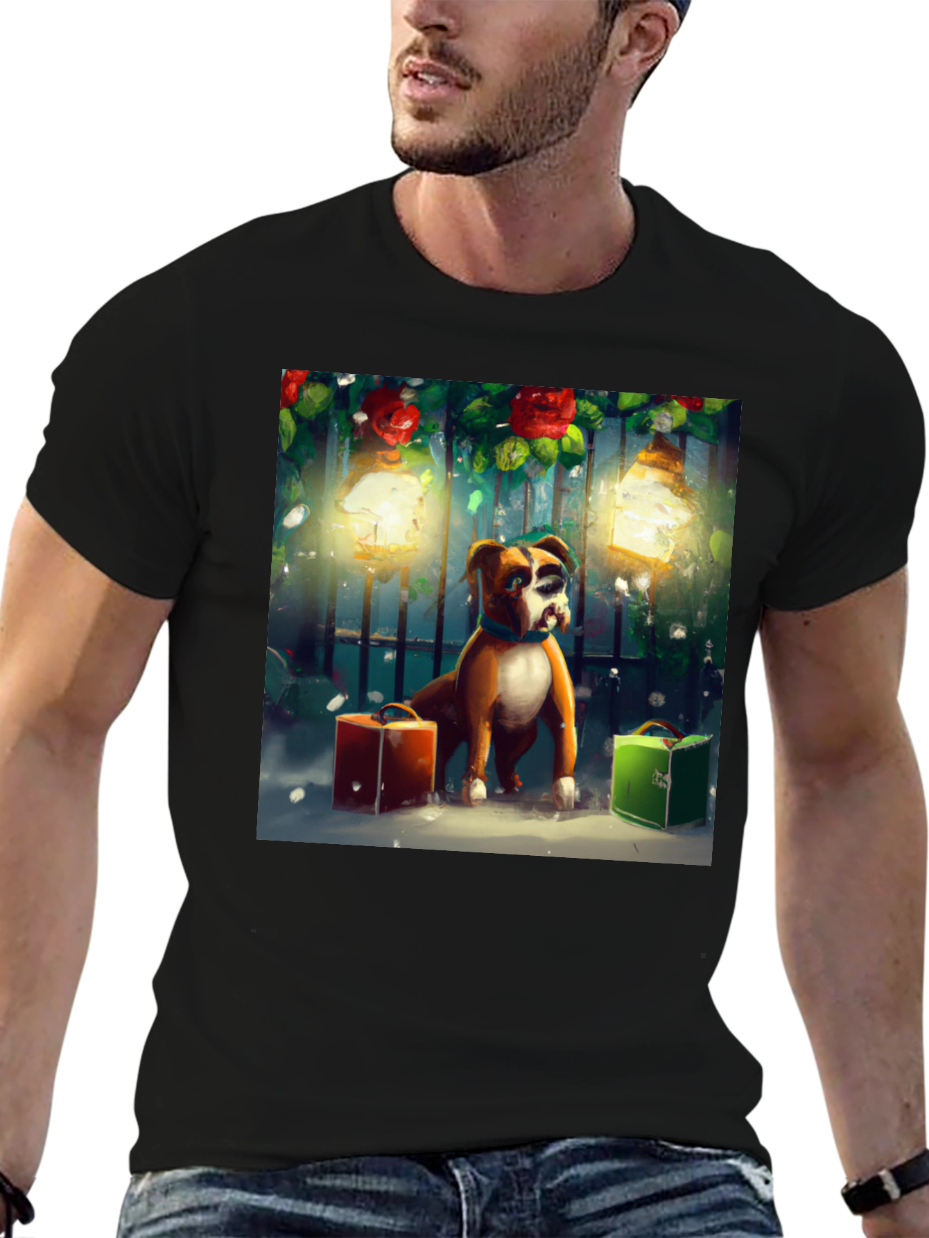 Festive Boxer Dog T-Shirt