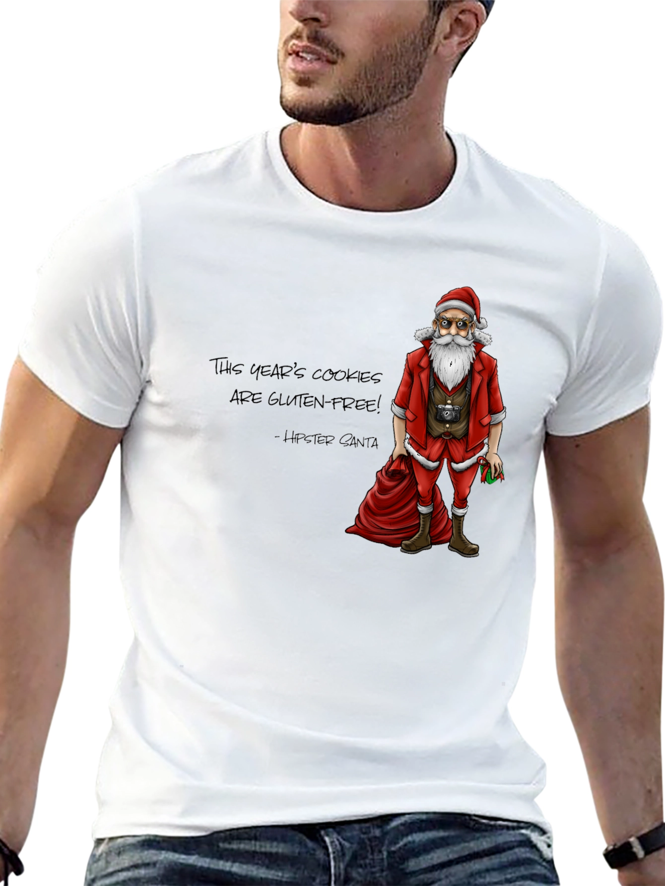 Hipster Santa Gluten-Free Cookies T-Shirt