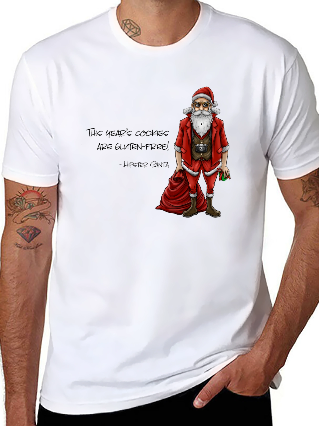 Hipster Santa Gluten-Free Cookies T-Shirt