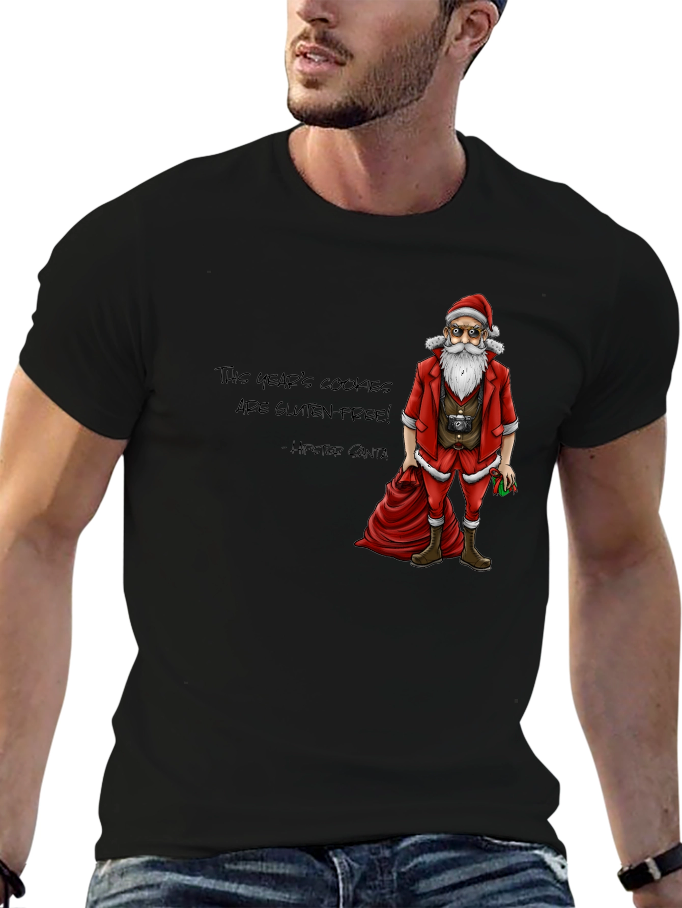 Hipster Santa Gluten-Free Cookies T-Shirt