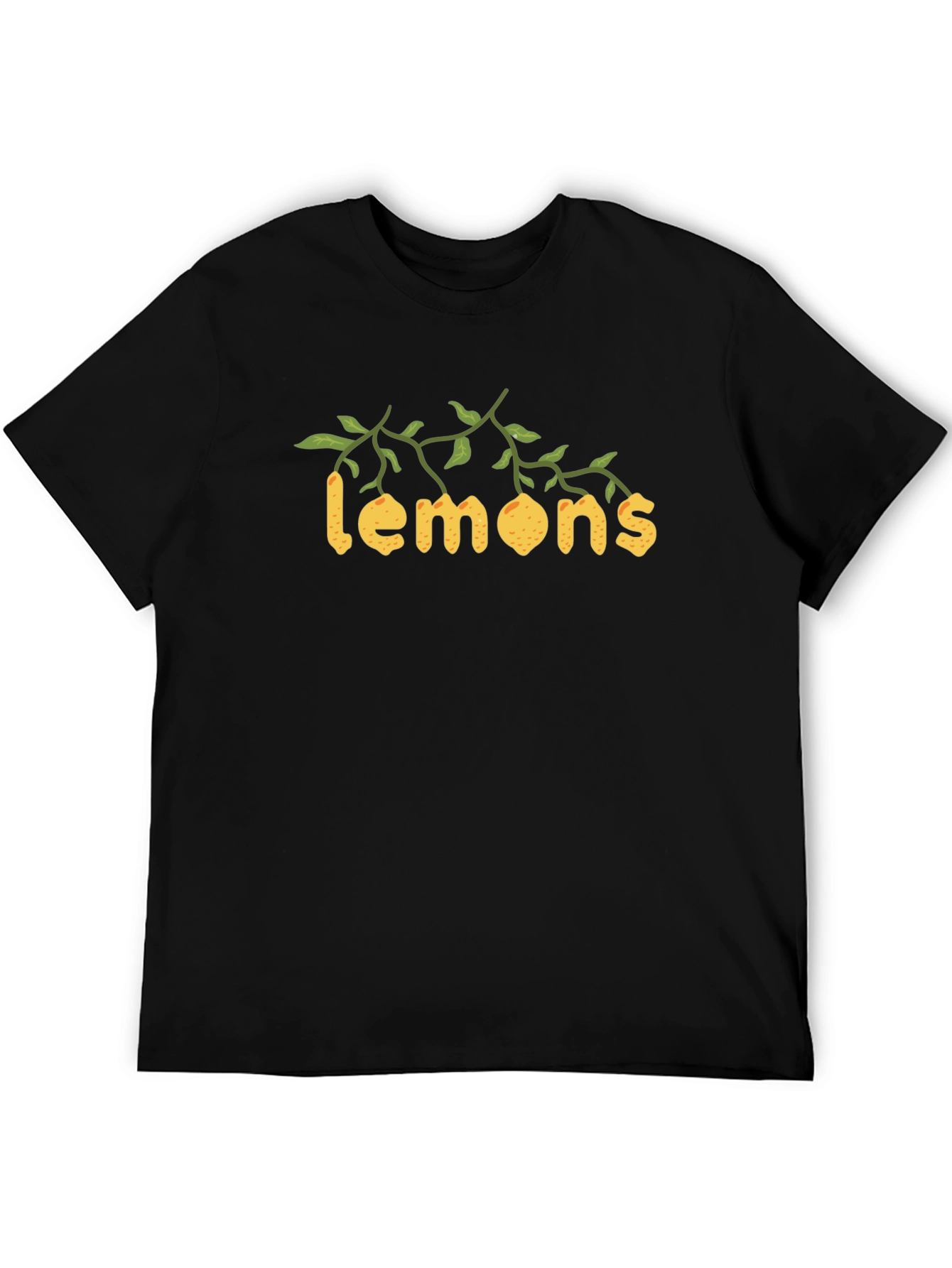 Lemons Graphic Black Cotton T-Shirt