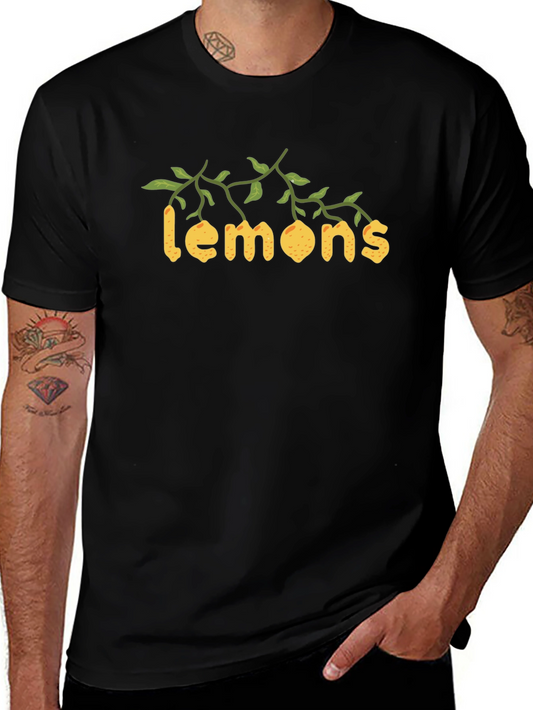 Lemons Graphic Black Cotton T-Shirt