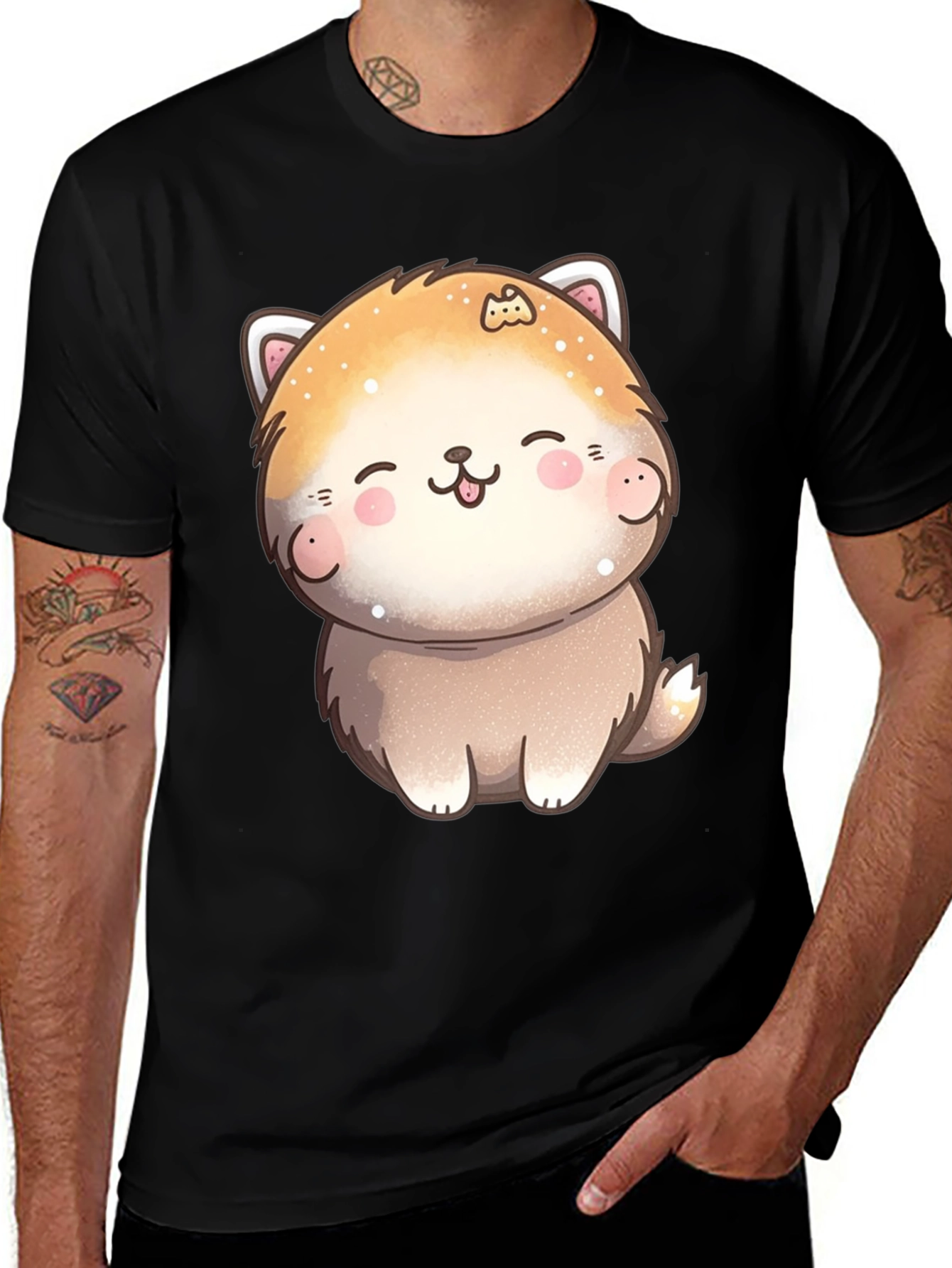 Cute Kawaii Dog T-Shirt - Unisex Black Tee